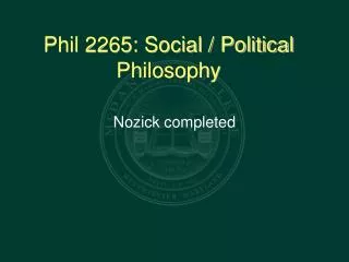 Phil 2265: Social / Political Philosophy
