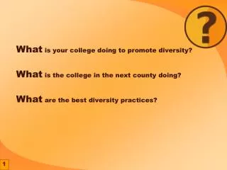 What is your college doing to promote diversity? What is the college in the next county doing?