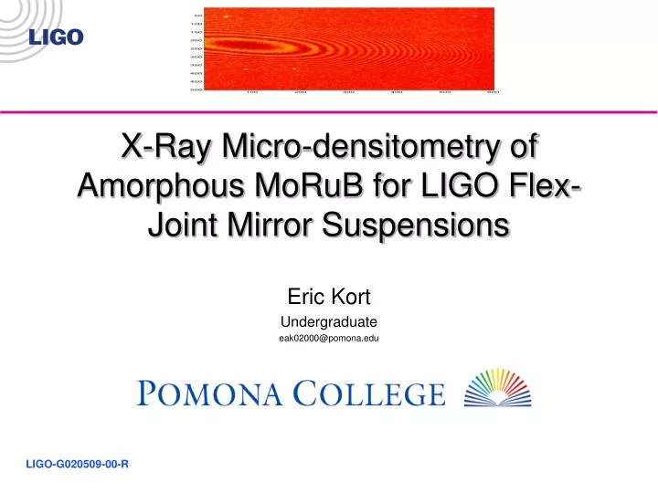 x ray micro densitometry of amorphous morub for ligo flex joint mirror suspensions