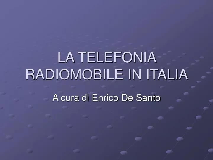 la telefonia radiomobile in italia