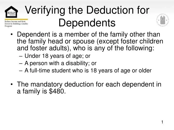 verifying the deduction for dependents