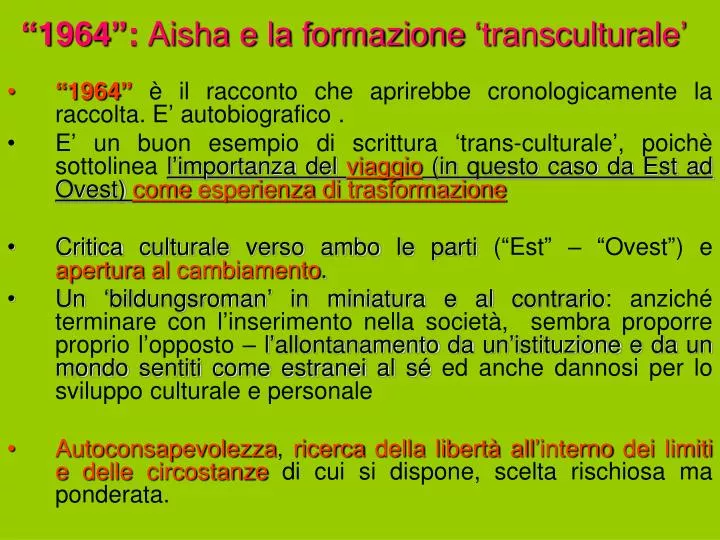 1964 aisha e la formazione transculturale