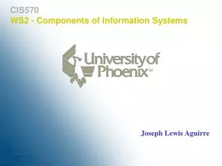 CIS570 WS2 - Components of Information Systems
