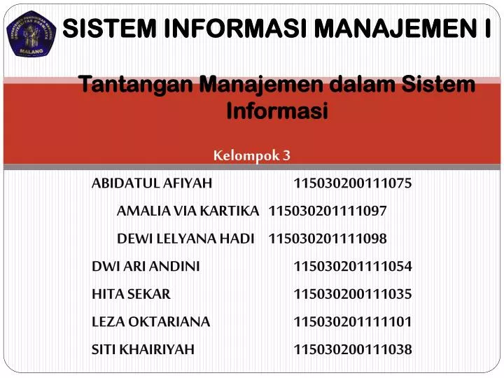 sistem informasi manajemen i tantangan manajemen dalam sistem informasi
