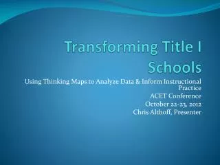 Transforming Title I Schools