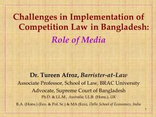 Challenges in Implementation of Competition Law in B angladesh: Role of Media