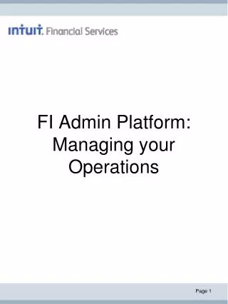 FI Admin Platform: Managing your Operations