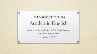 Introduction to Academic English
