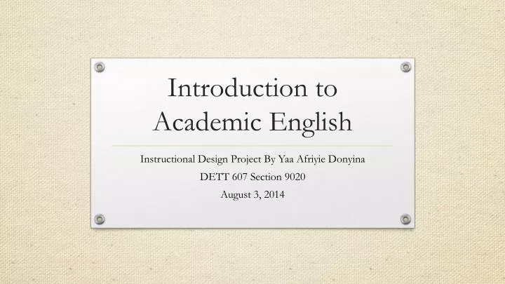 introduction to academic english