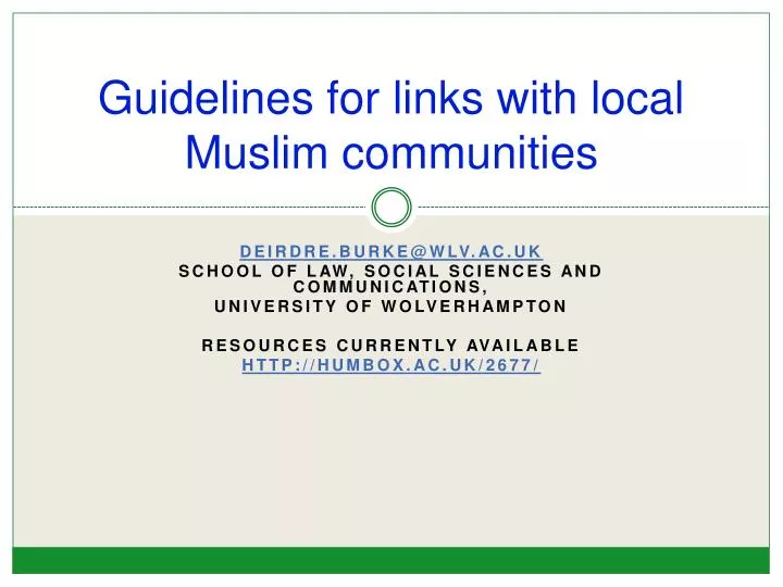guidelines for links with local muslim communities