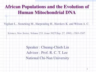 African Populations and the Evolution of Human Mitochondrial DNA