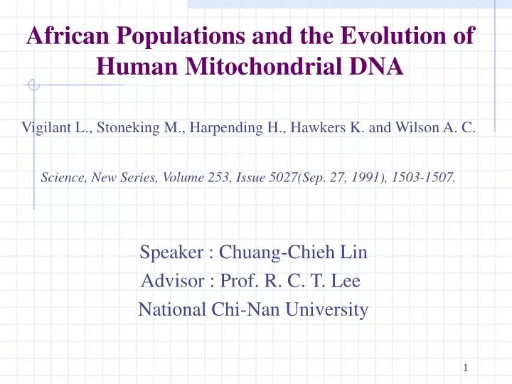 african populations and the evolution of human mitochondrial dna