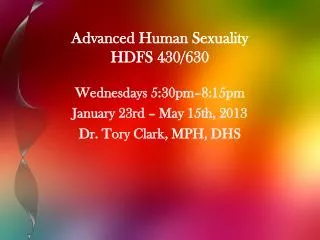 Advanced Human Sexuality HDFS 430/630