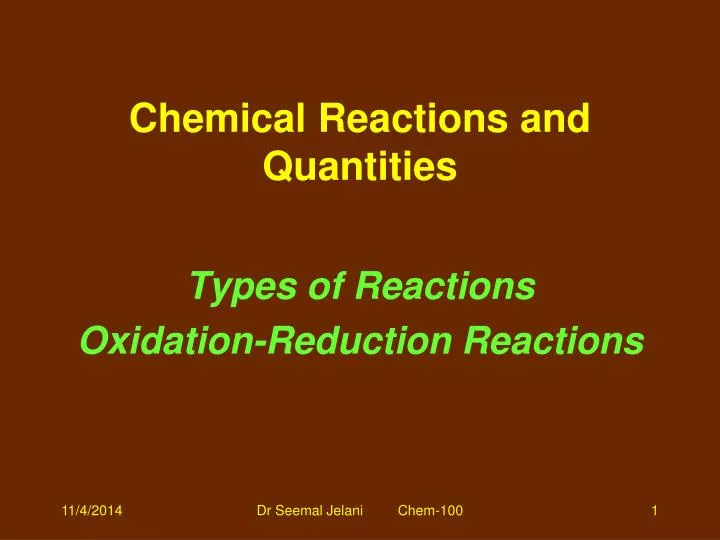 chemical reactions and quantities