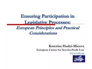 Ensuring Participation in Legislative Processes: European Principles and Practical Considerations