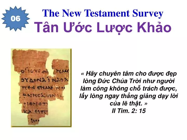 the new testament survey t n c l c kh o