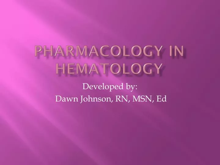pharmacology in hematology