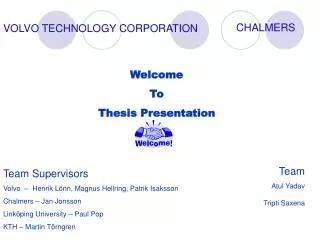 Welcome To Thesis Presentation