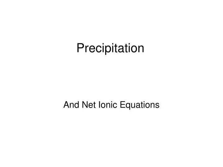 and net ionic equations