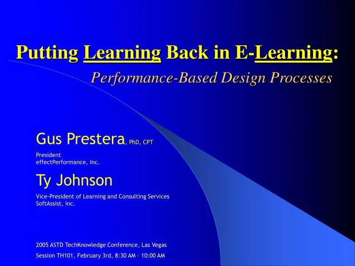 putting learning back in e learning