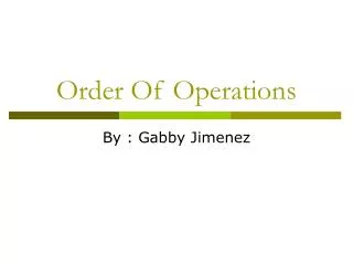 Order Of Operations