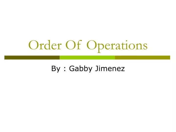 order of operations