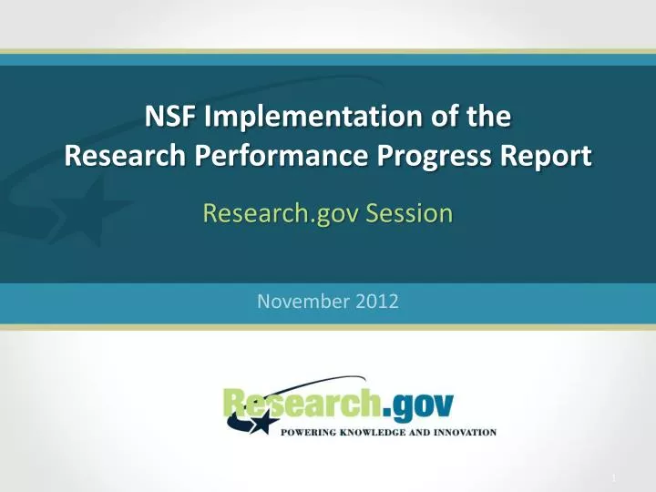 nsf implementation of the research performance progress report