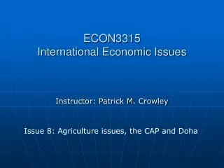 ECON3315 International Economic Issues