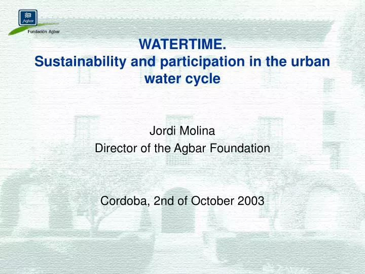 watertime sustainability and participation in the urban water cycle