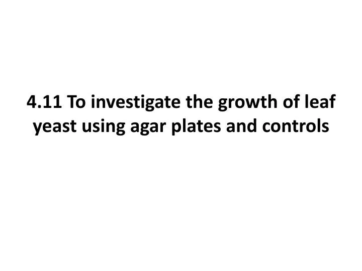 4 11 to investigate the growth of leaf yeast using agar plates and controls