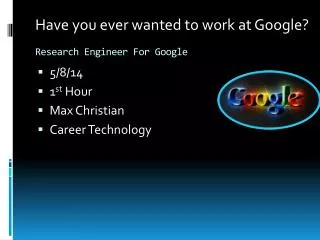 Research Engineer For Google