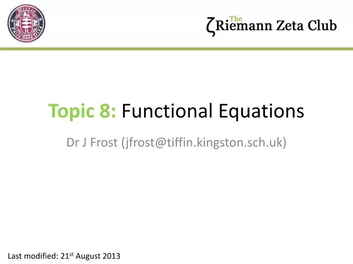 topic 8 functional equations