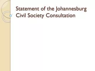 Statement of the Johannesburg Civil Society Consultation