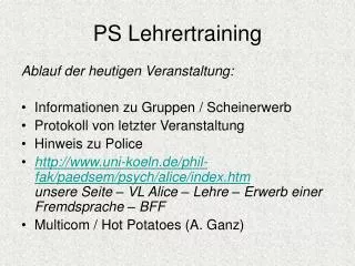 ps lehrertraining
