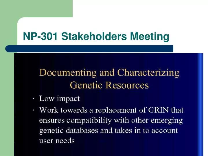 np 301 stakeholders meeting