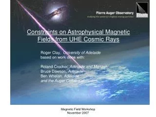 Constraints on Astrophysical Magnetic Fields from UHE Cosmic Rays