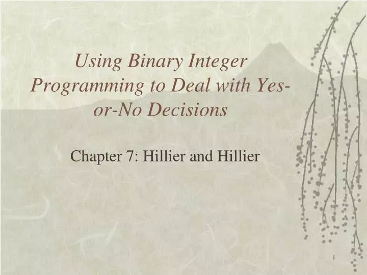 using binary integer programming to deal with yes or no decisions