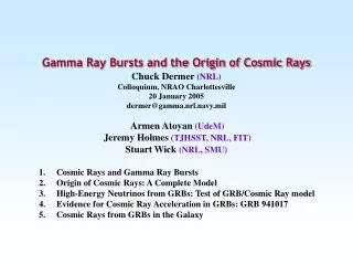 Cosmic Rays and Gamma Ray Bursts Origin of Cosmic Rays: A Complete Model