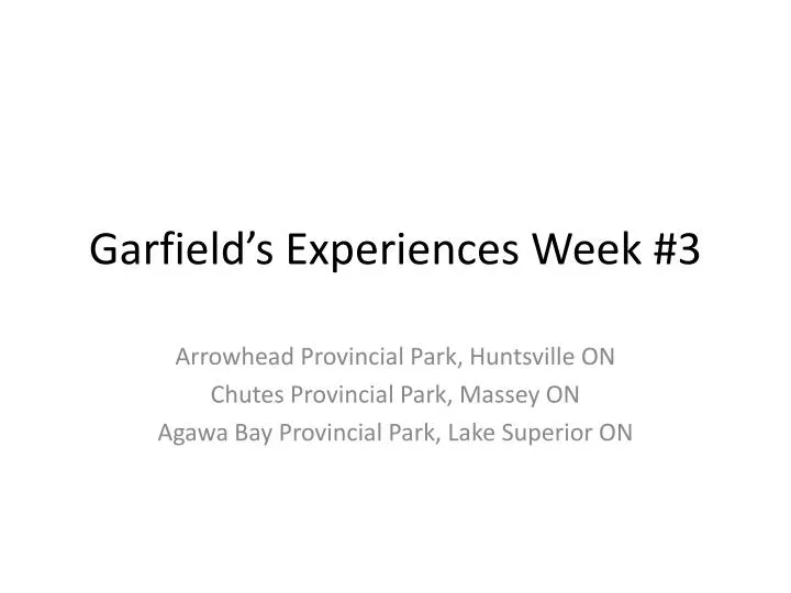 garfield s experiences week 3