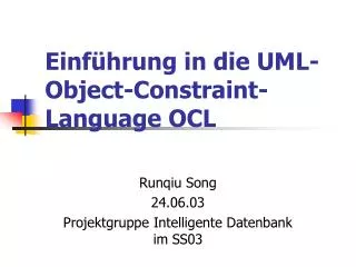 einf hrung in die uml object constraint language ocl