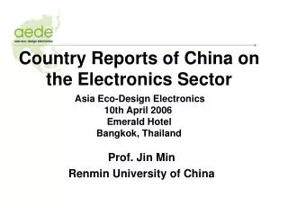 Country Reports of China on the Electronics Sector
