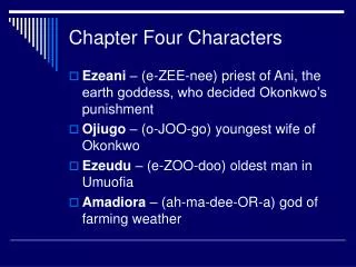 Chapter Four Characters