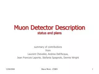 Muon Detector Description status and plans