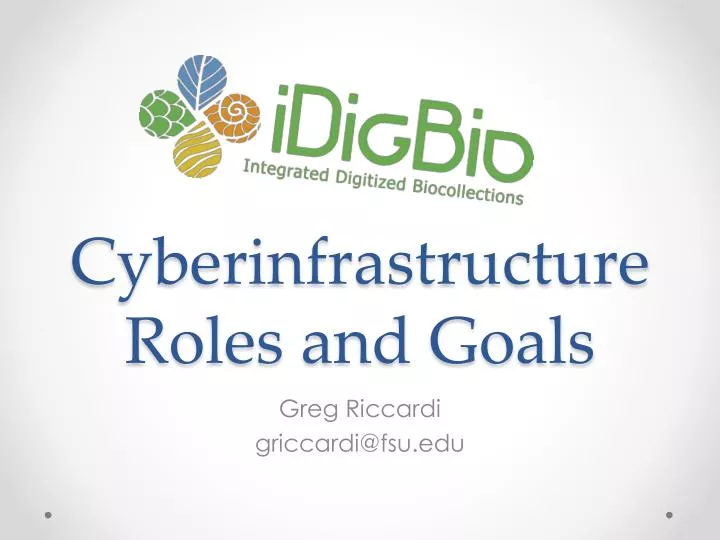 cyberinfrastructure roles and goals