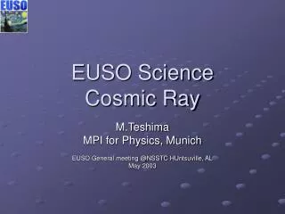 EUSO Science Cosmic Ray