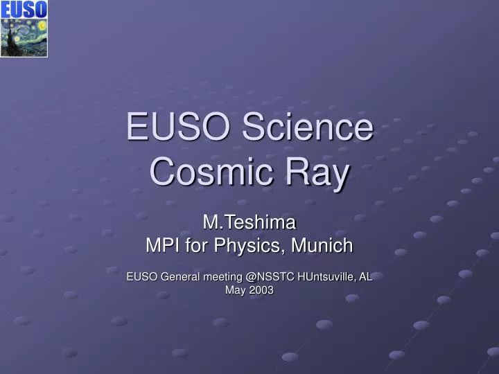 euso science cosmic ray