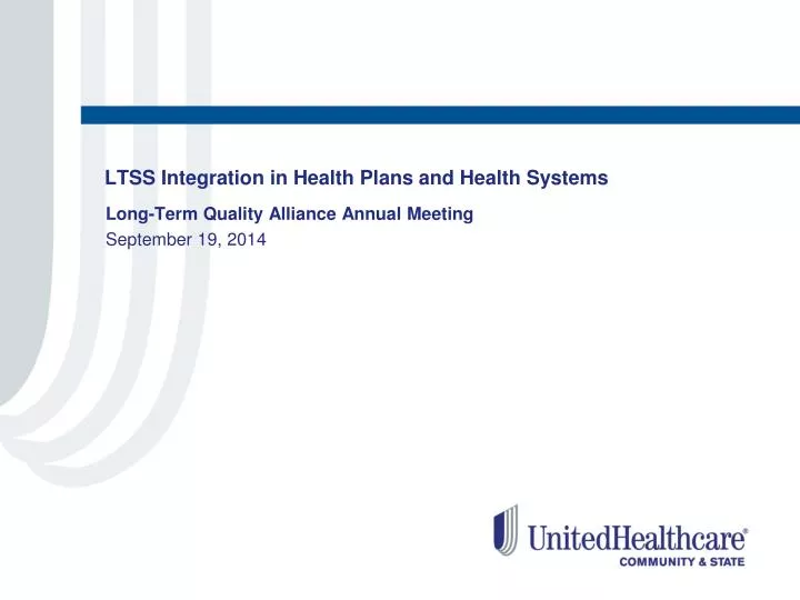 ltss integration in health plans and health systems