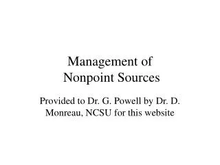 Management of Nonpoint Sources