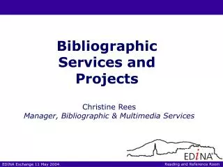 Bibliographic Services and Projects