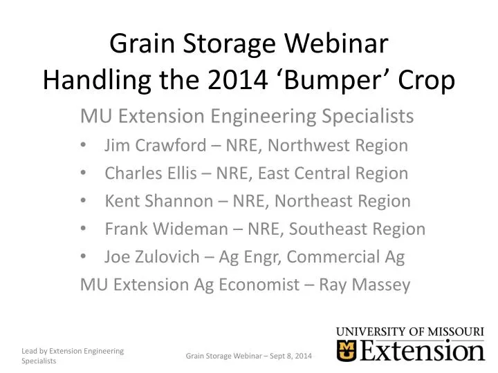 grain storage webinar handling the 2014 bumper crop